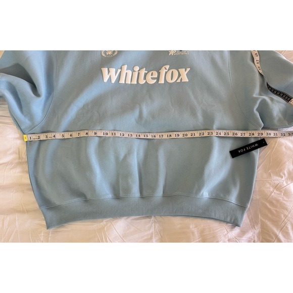 White Fox Boutique Light Blue 'whitefox' Logo Crewneck Sweatshirt - Picture 5 of 9
